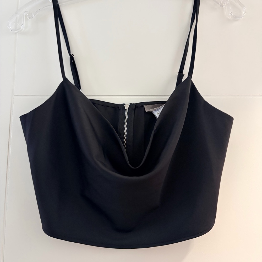 Sans Souci Black Draped Cowl Neck Camisole